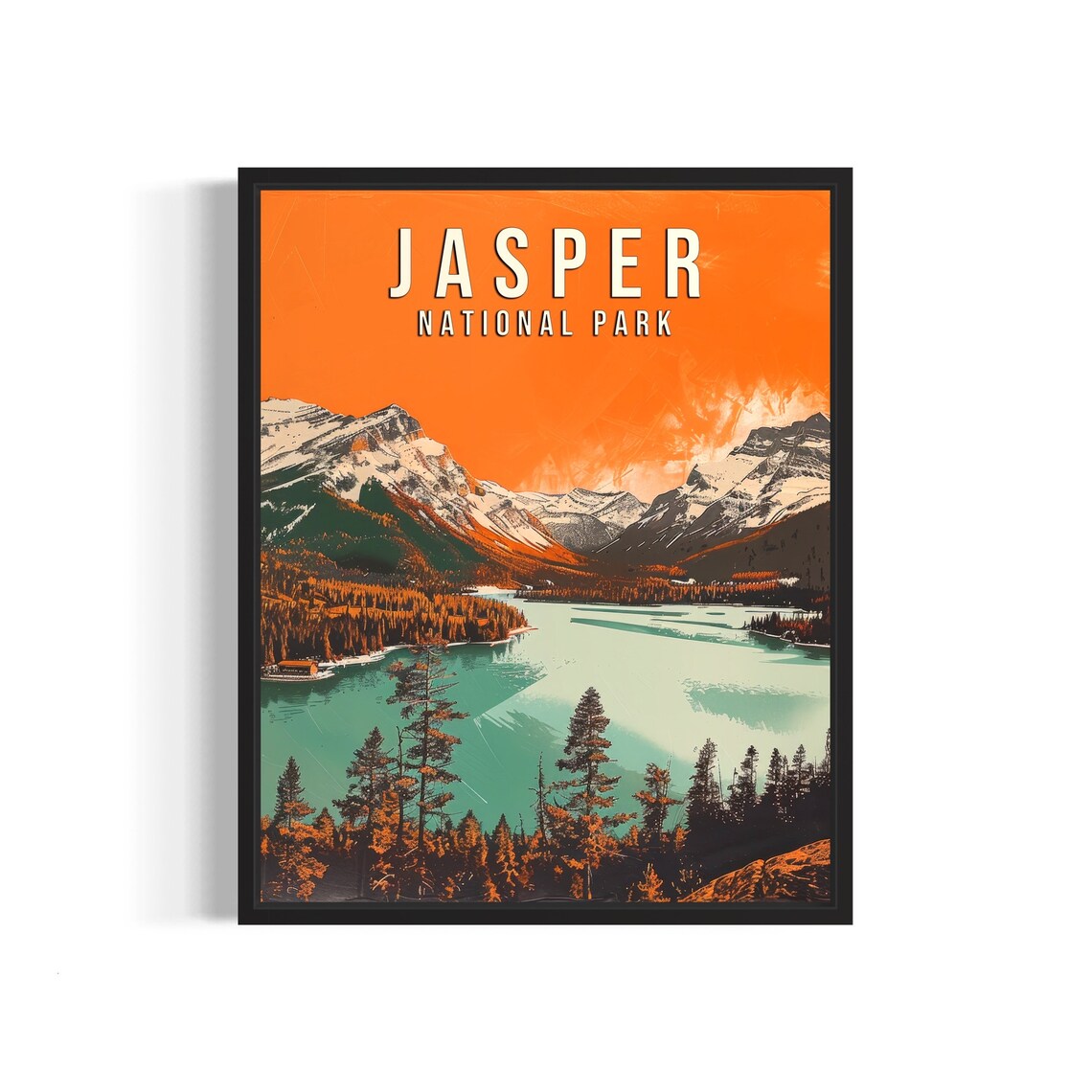 Jasper National Park Mountain Lake Vintage Art Vintage Poster