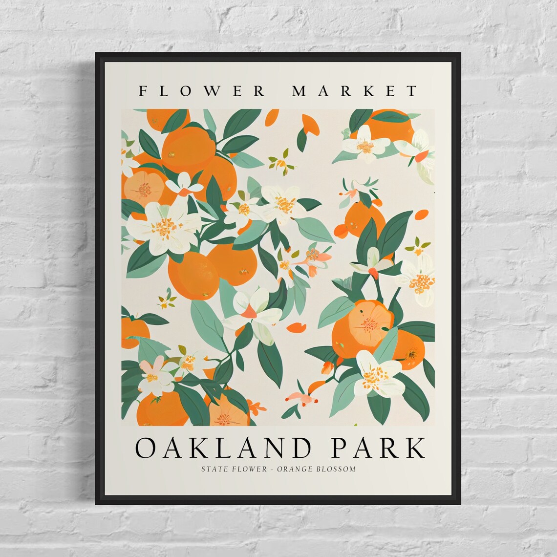Oakland Park Florida Flower Market Orange Blossom Botanical Print