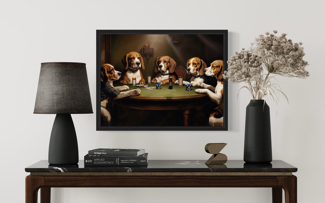 Beagles Playing Cards Poster Print, Dog Poker Humor - Image 2