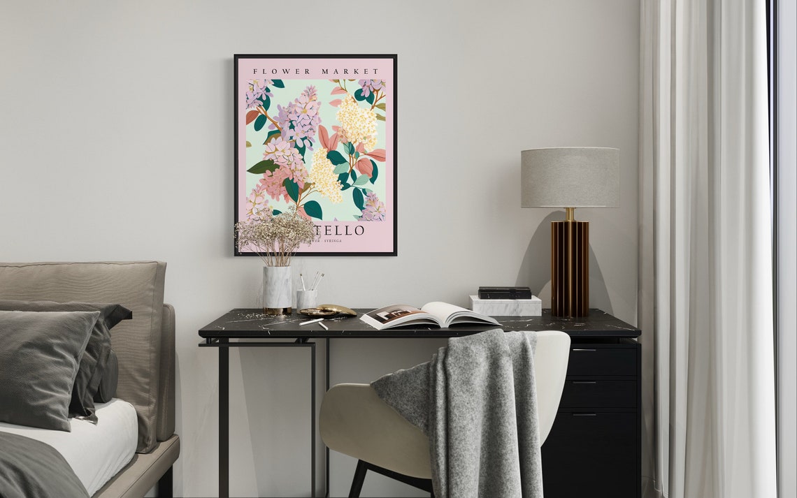 Pocatello Idaho Syringa State Flower Botanical Flower Market Poster - Image 2