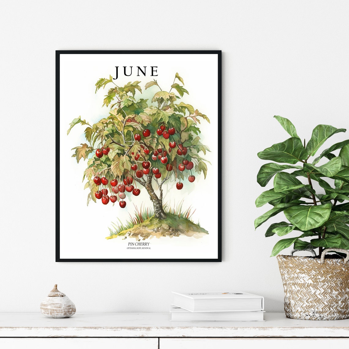 June Tree Month Pin Cherry Art Print Pin Cherry Wall Art Poster - Image 3