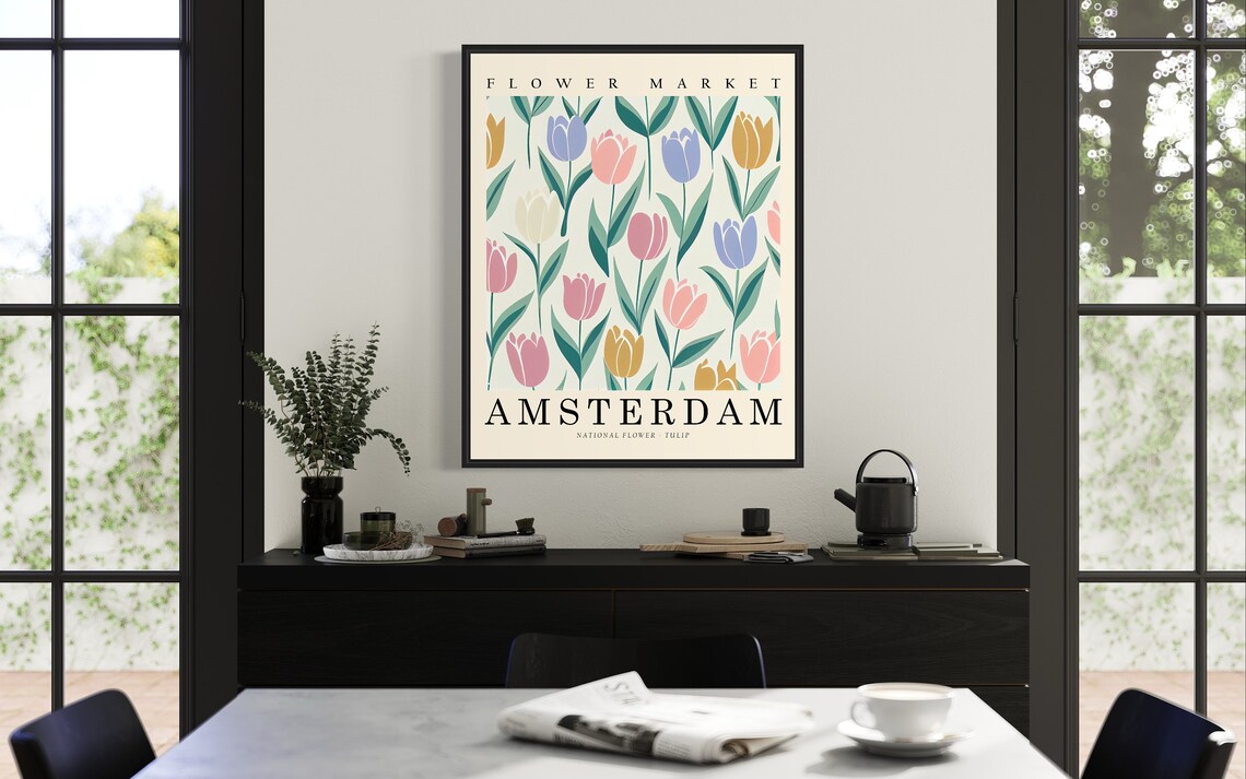 Amsterdam Flower Market Travel Poster, Netherlands - Image 2