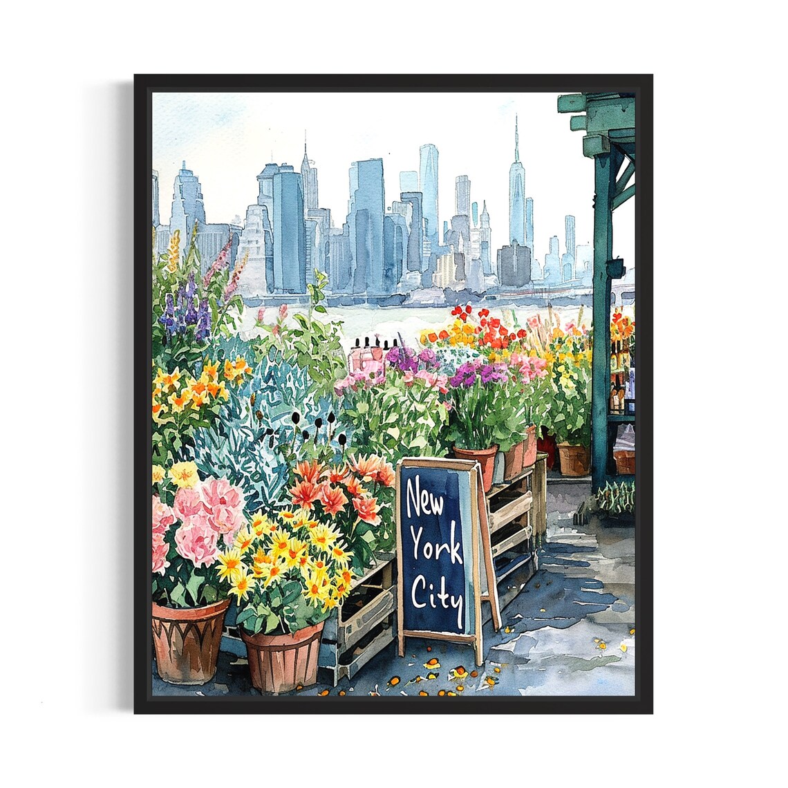 New York City Flower Market Neutral Botanical Art Print