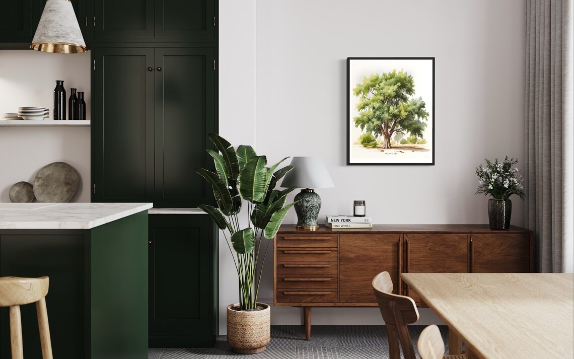 Pecan Tree Nature Art Print, Landscape Poster - Image 2