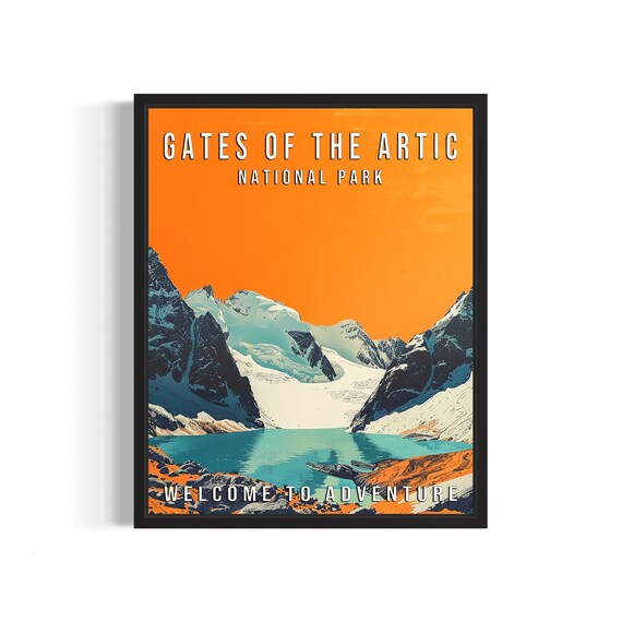 Gates of the Artic National Park Glacier Lake Sunset Vintage Poster
