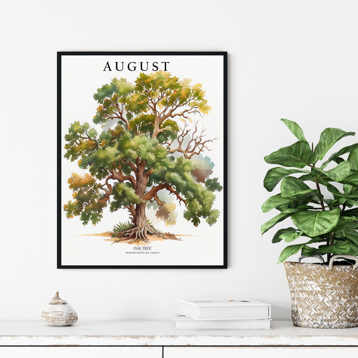August Tree Month Oak Tree Art Print Oak Tree Wall Art Poster - Image 3