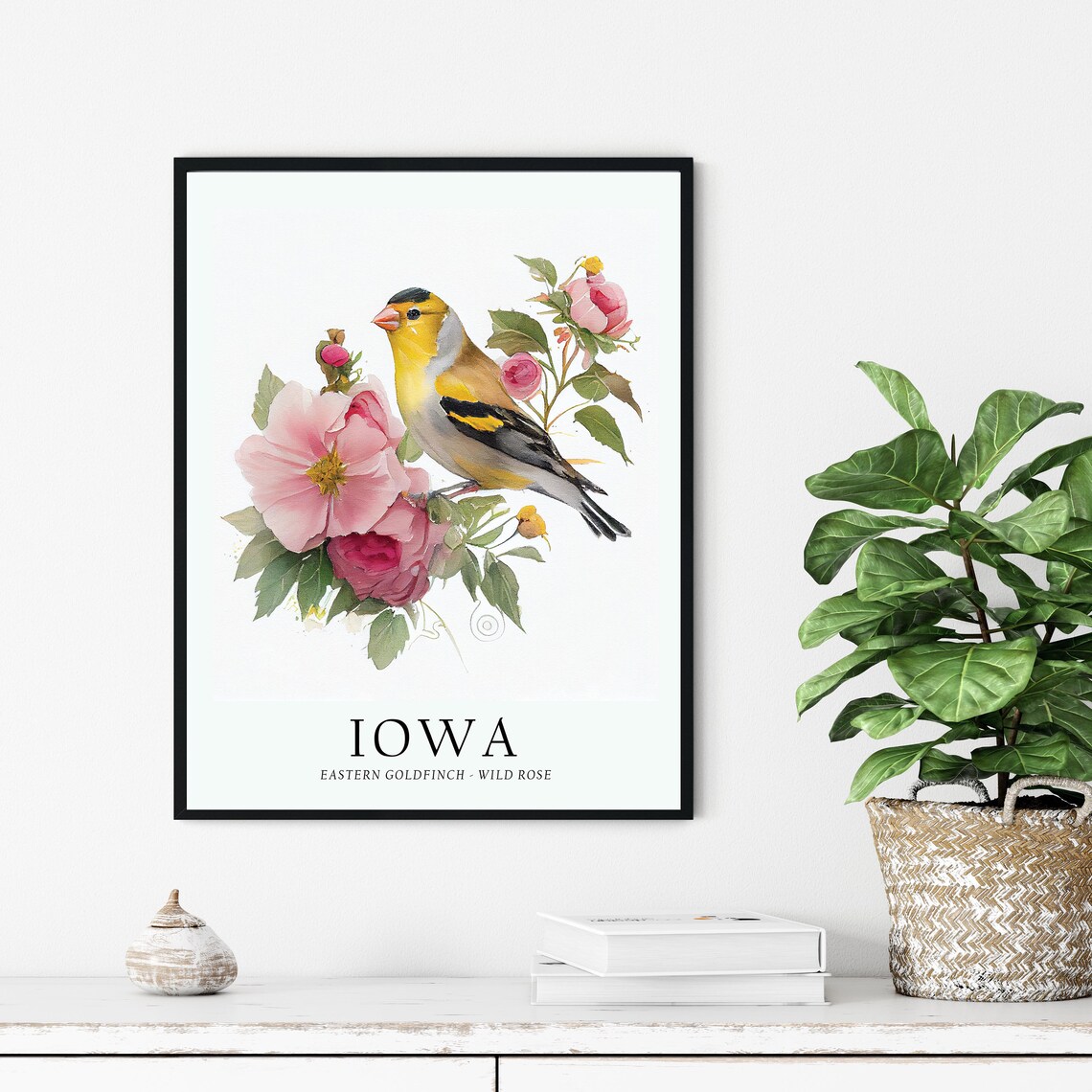 Iowa State Bird Art Print, State Flower Wall Decor - Image 3