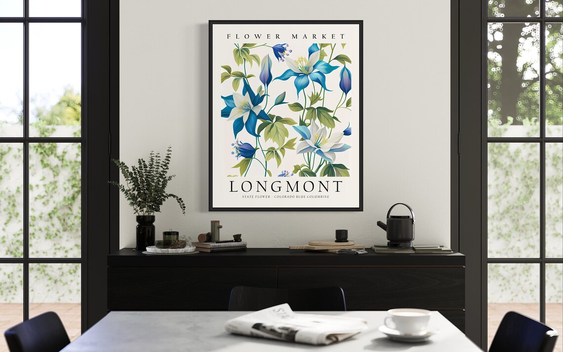 Longmont Flower Market Blue Columbine Mountain Wildflower Art Print - Image 3
