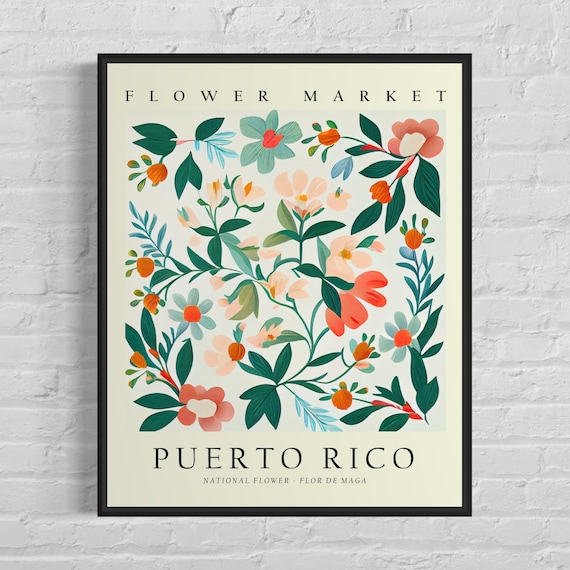 Puerto Rico Flor De Maga Botanical Art Print
