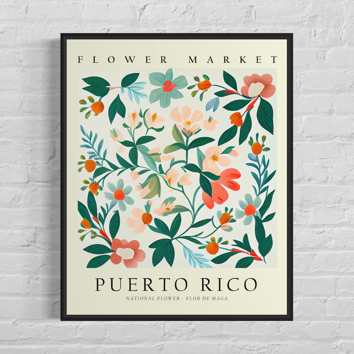 Puerto Rico Flor De Maga Botanical Art Print