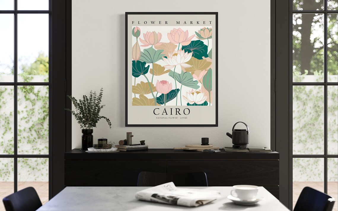 Cairo Flower Market Lotus National Flower Botanical Art Poster - Image 3