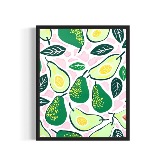 Avocado Kitchen Poster Art Print Fruit Decor For Kitchen Dining Restaurant Neutral Food Pastel Artwork