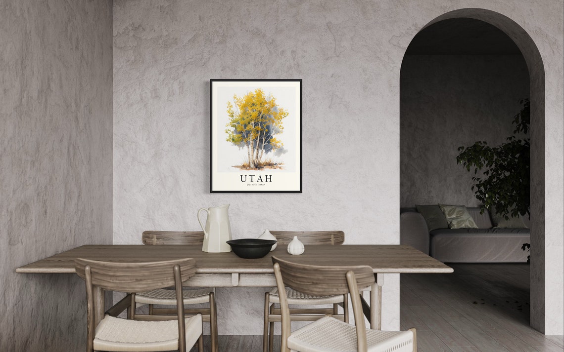Utah Quaking Aspen Watercolor State Tree Botanical Art Print - Image 3