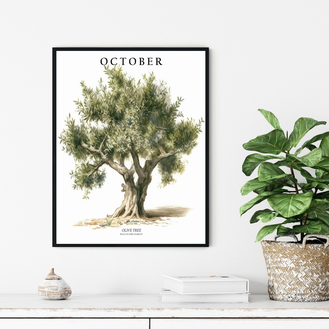 October Olive Tree Watercolor Botanical Tree Illustration Poster - Image 3