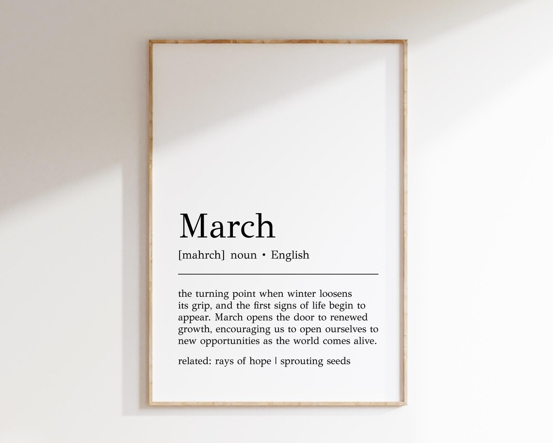 March Definition Art Print, Spring Typography Decor