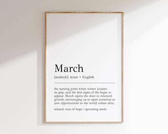 March Definition Art Print, Spring Typography Decor