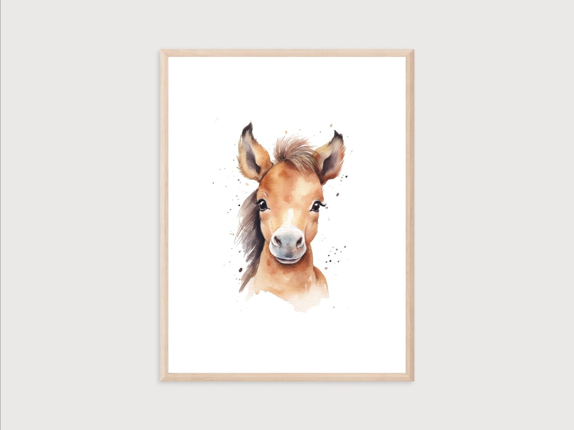 Baby Horse Watercolor Art Print, Nursery Decor