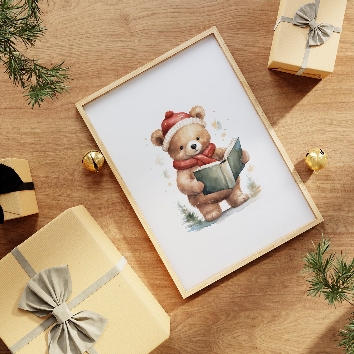Teddy Bear Nursery Decor Christmas Print Christmas Nursery Print Christmas Wall Decor Teddy Bear Nursery Wall Art - Image 2