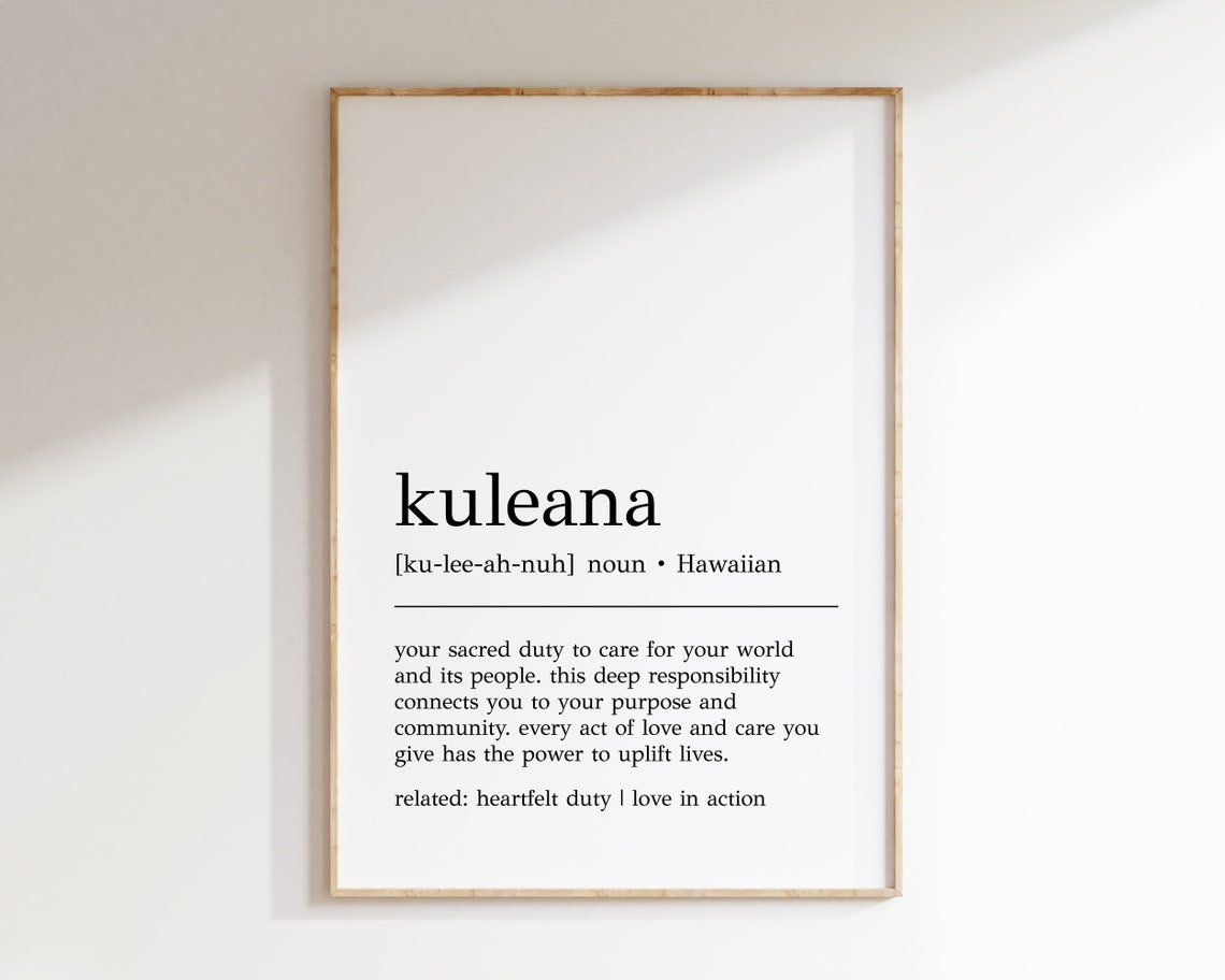 Kuleana Hawaiian Responsibility Definition Dictionary Art Poster