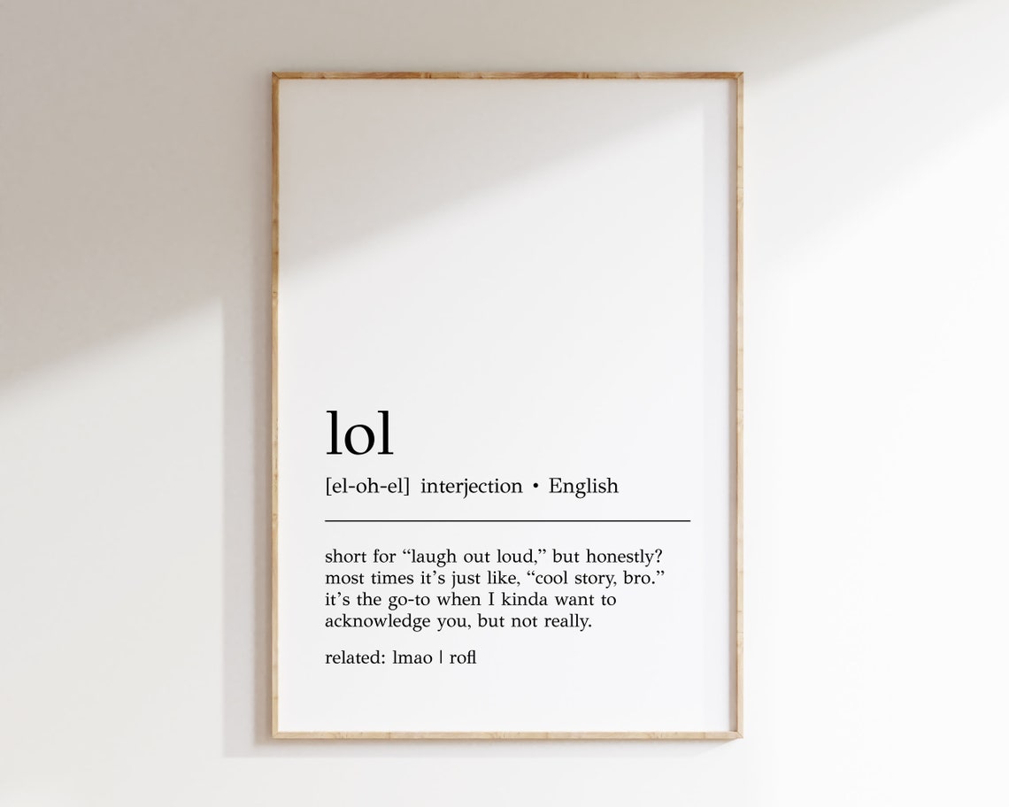 Lol Definition Print Funny Teenager Gift Lol Wall Art Funny Teenager Wall Art Teenager Gifts Print Lol Wall Decor