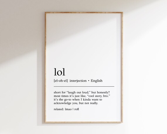 Lol Definition Print Funny Teenager Gift Lol Wall Art Funny Teenager Wall Art Teenager Gifts Print Lol Wall Decor