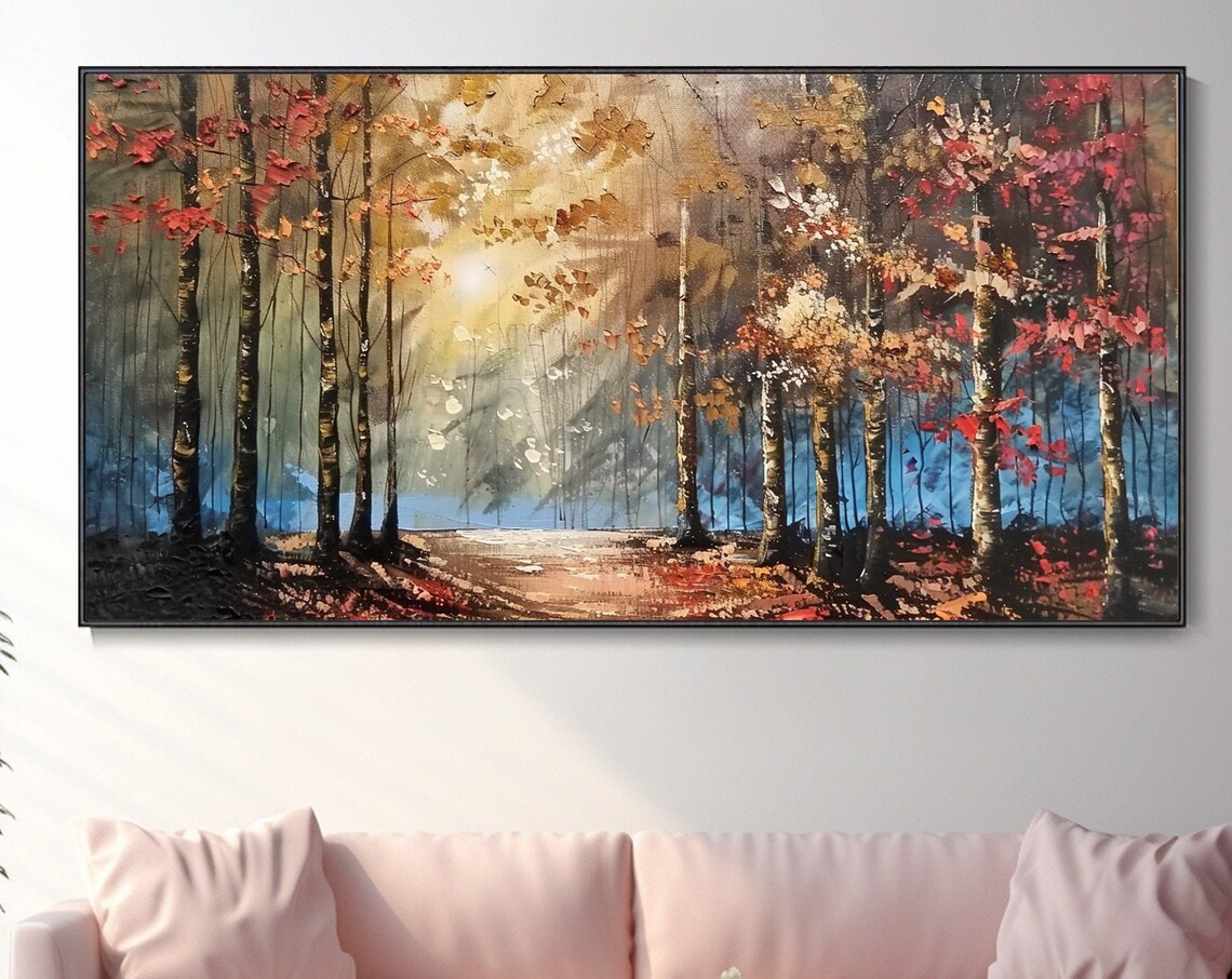 Abstract Forest Autumn Scenery, Bedroom Art Print