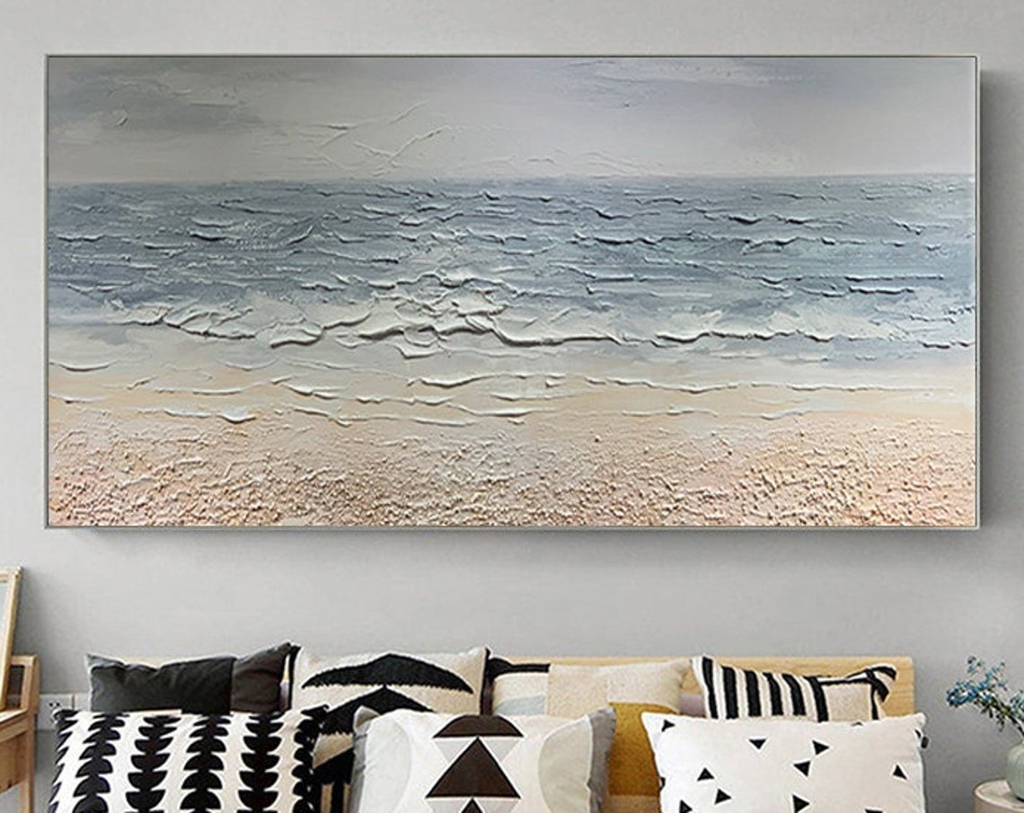 Misty Grey Blue Beach Sand Textured Minimalist Seaside Poster