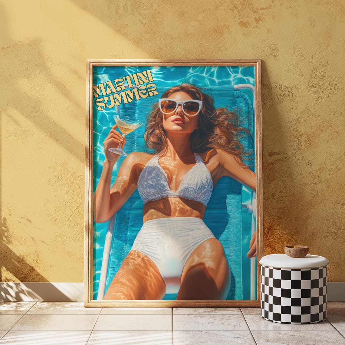 Martini Summer Retro Beach Glam Woman Poolside Cocktail Poster