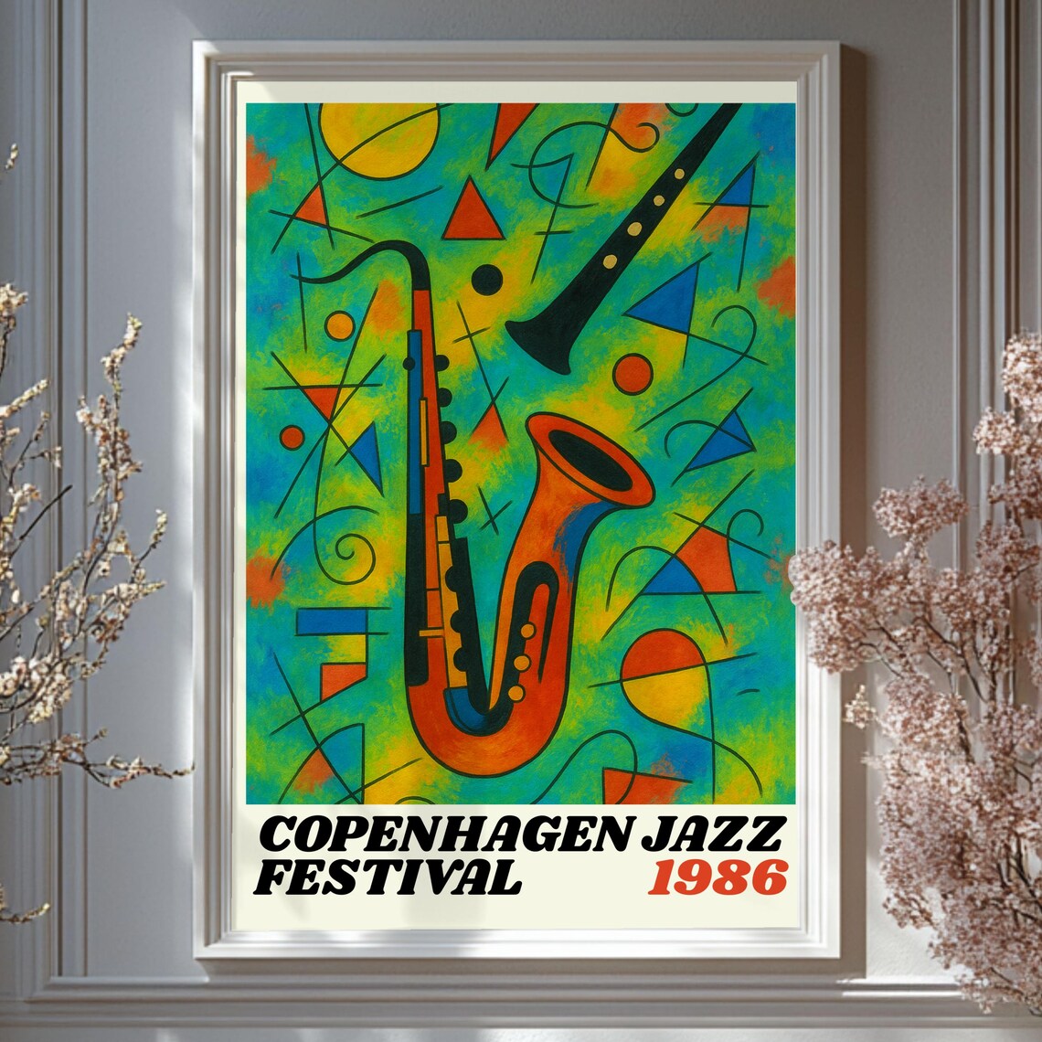Copenhagen Jazz Festival 1986 Retro Saxophone Art Print