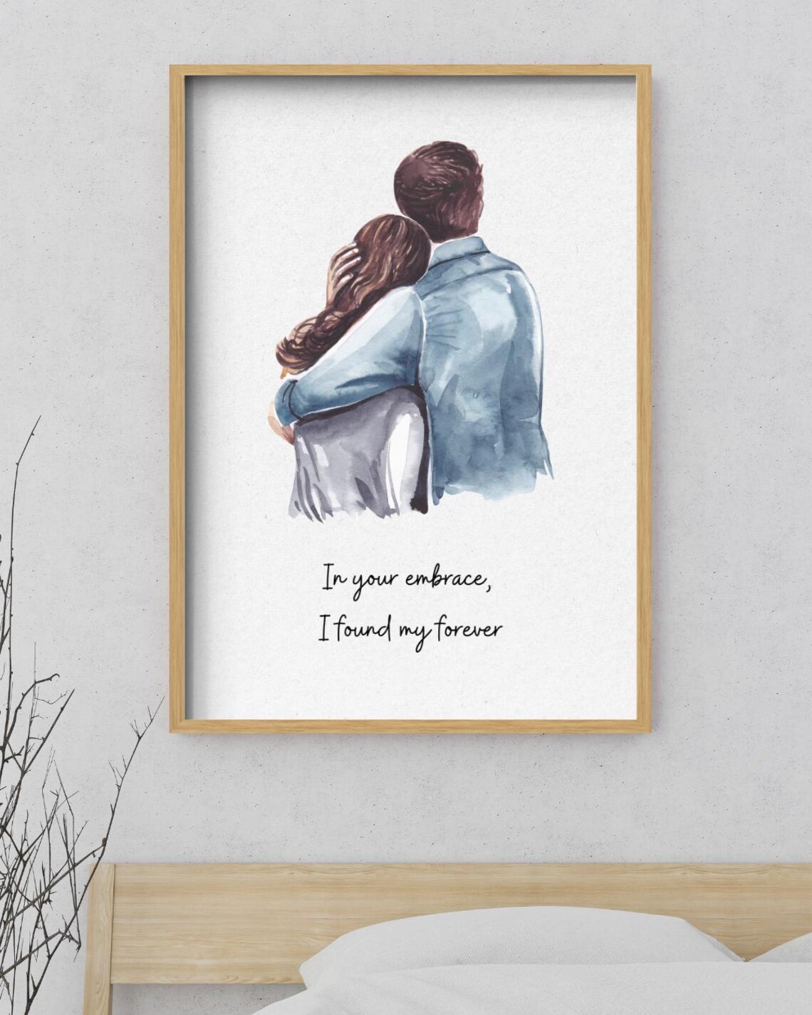 In Your Embrace I Found My Forever Watercolor Couple Love Poster - Image 3