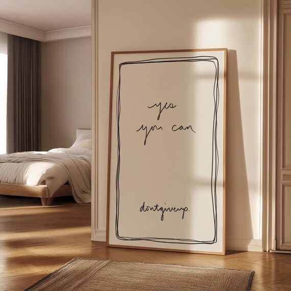 Yes You Can Dont Give Up Handwritten Motivational Quote Wall Poster