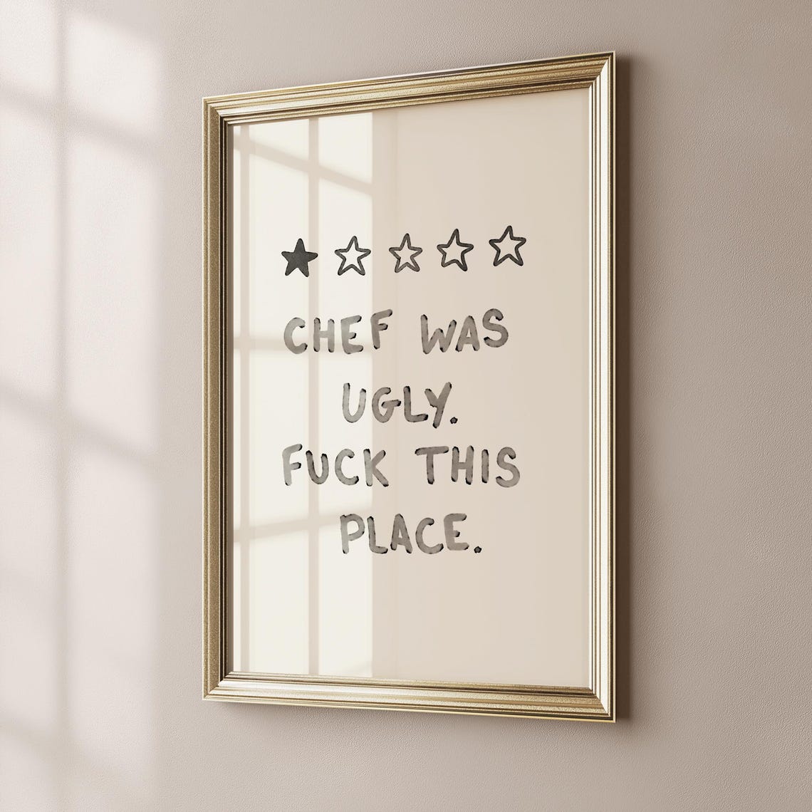 One Star Review Chef Was Ugly Sweary Funny Kitchen Art Print
