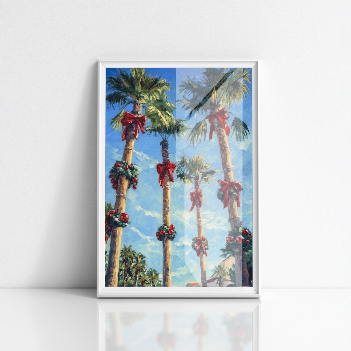 Festive Christmas Palm Trees Coastal Tropical Holiday Art Poster - Image 3