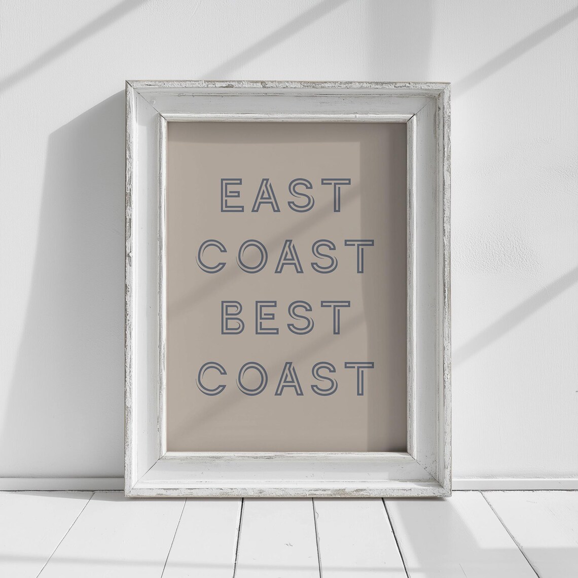 East Coast Best Coast Gray Outline Retro Typography Decor Poster - Image 2