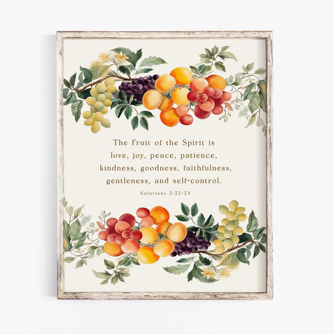 Fruit of the Spirit Galatians 5:22-23 Watercolor Fruit Garland Poster - Image 2