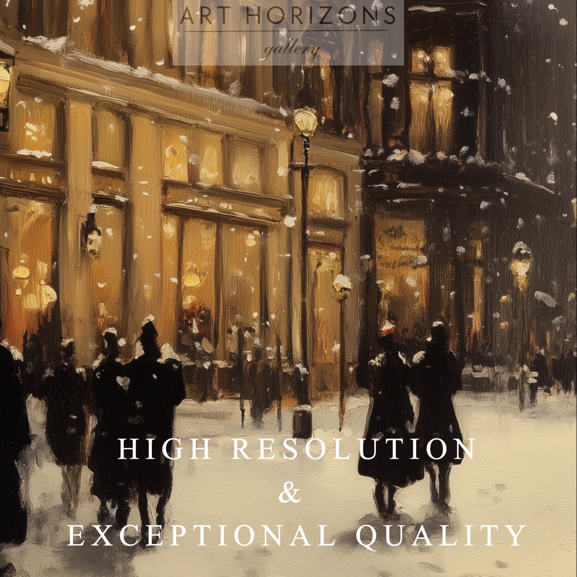 Winter European Night Town Wall Art Print Snowy Street Wall Art Winter Village Holiday Home Decor Classic Oil Painting A218 - Image 2