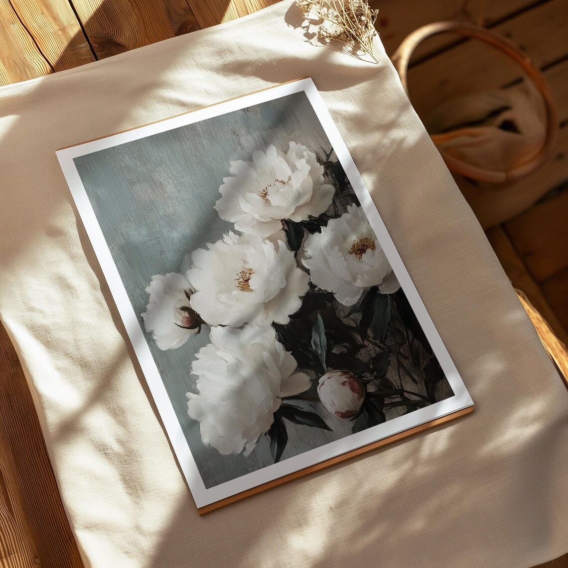 White Peony Vintage Floral Art Print, Pastel - Image 4
