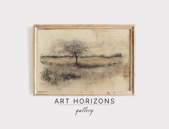 Vintage Tree Sketch Print, Rustic Nature Wall Art