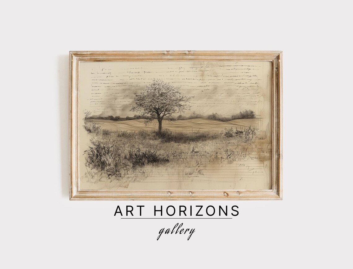 Vintage Tree Sketch Print, Rustic Nature Wall Art