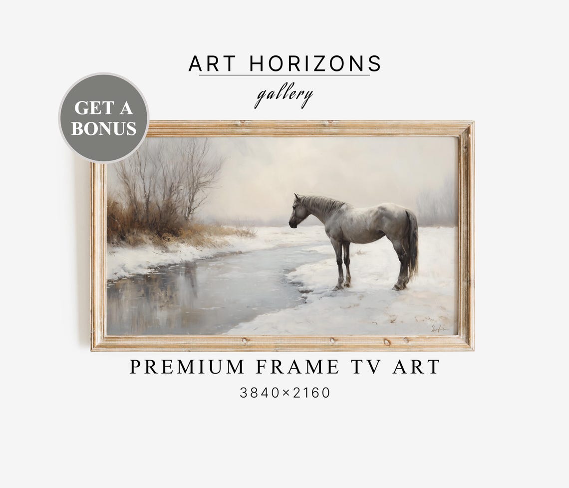 Horse Painting Frame Tv Art Horse In Snowy Winter Landscape Christmas Frame Tv Art Winter Forest Holiday Frame Tv Art Tv21