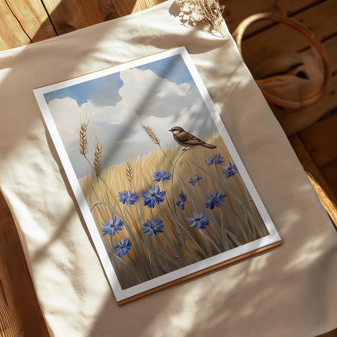 Wildflowers And Bird Wall Art Print Rustic Home Decor Serene Country Landscape Animal Poster Oil Painting For Farmhouse Decor Art A283 - Image 2