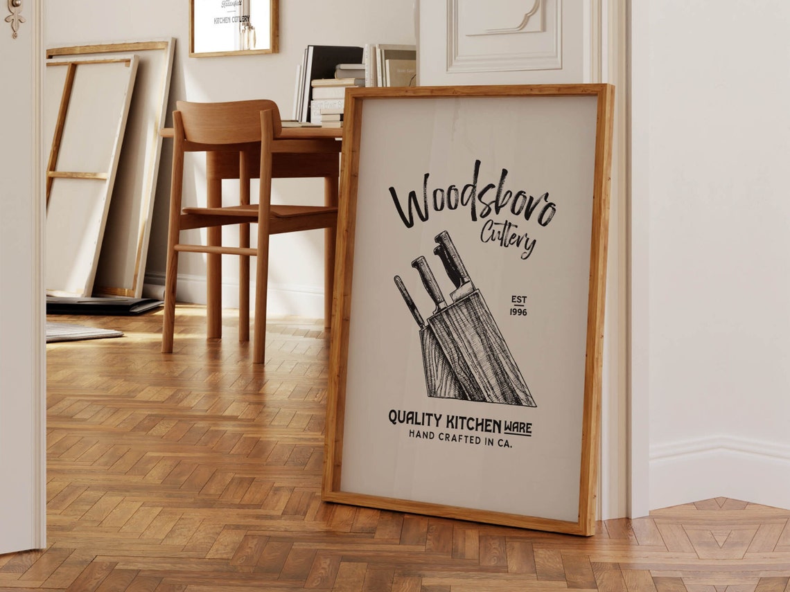 Woodsboro Cutlery Est 1996 Vintage Kitchen Knives Decor Poster - Image 2