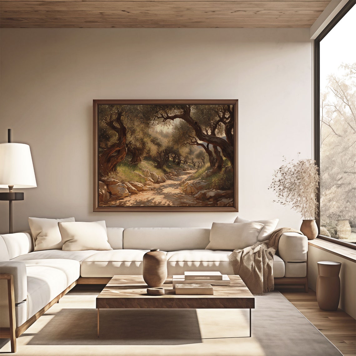 Olive Grove Tree Path Sunlit Stone Trail Oil Painting Poster - Image 4