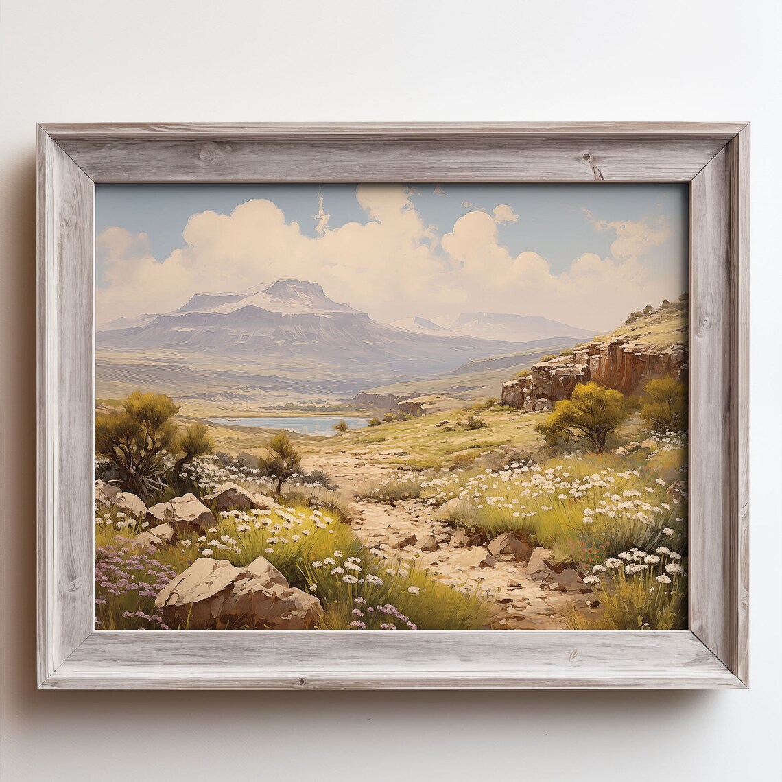 Desert Mesa Mountain Vista Wildflower Meadow Oil Painting Poster