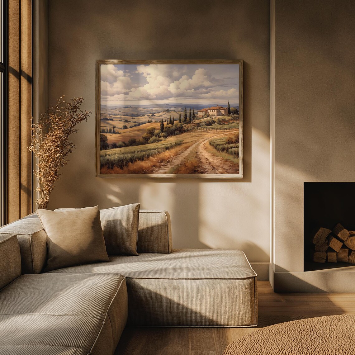 Tuscan Rolling Hills Farmhouse Cypress Winding Dirt Road Poster - Image 3
