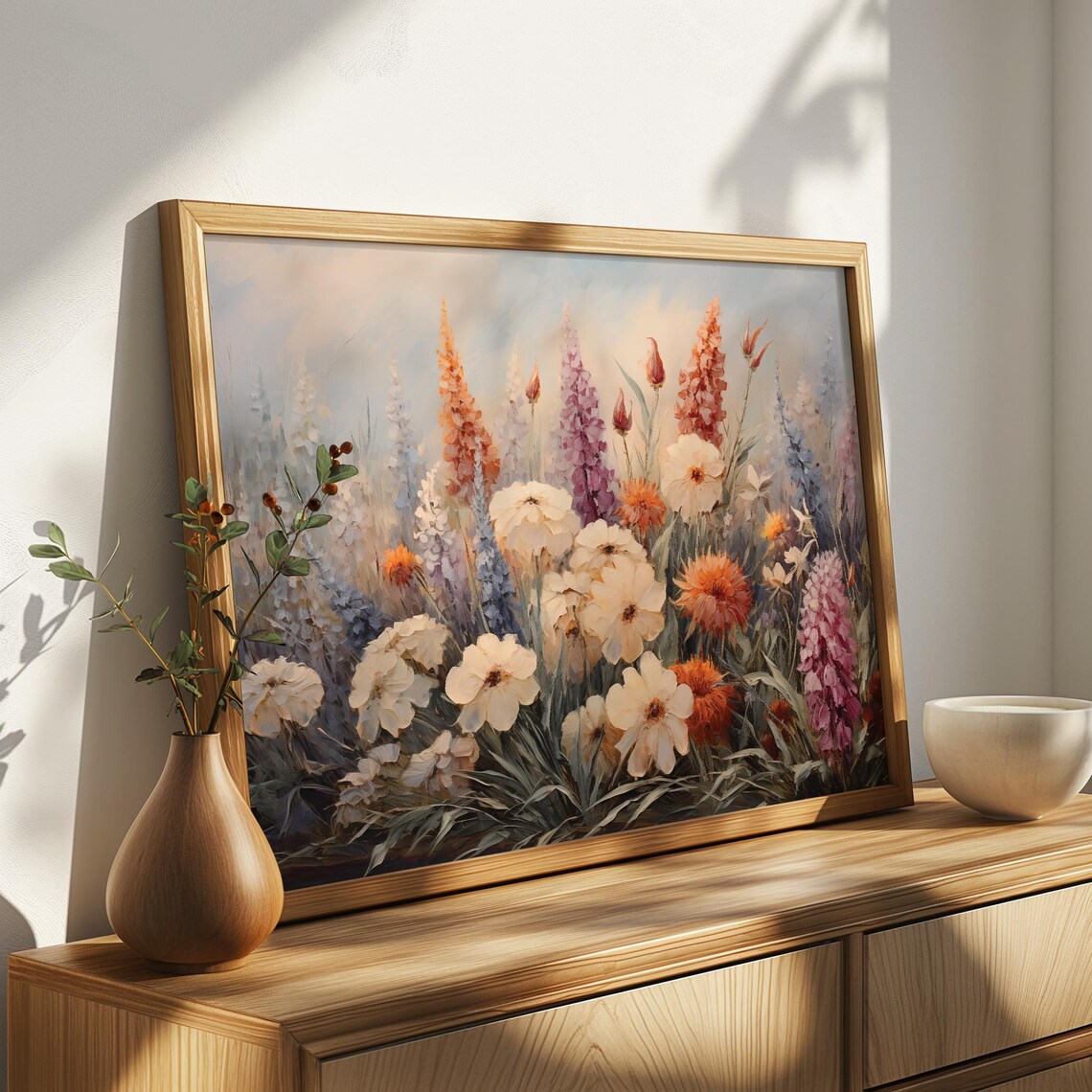 Tall Wildflower Field Blue Sky Lupine Bloom Oil Painting Poster - Image 4