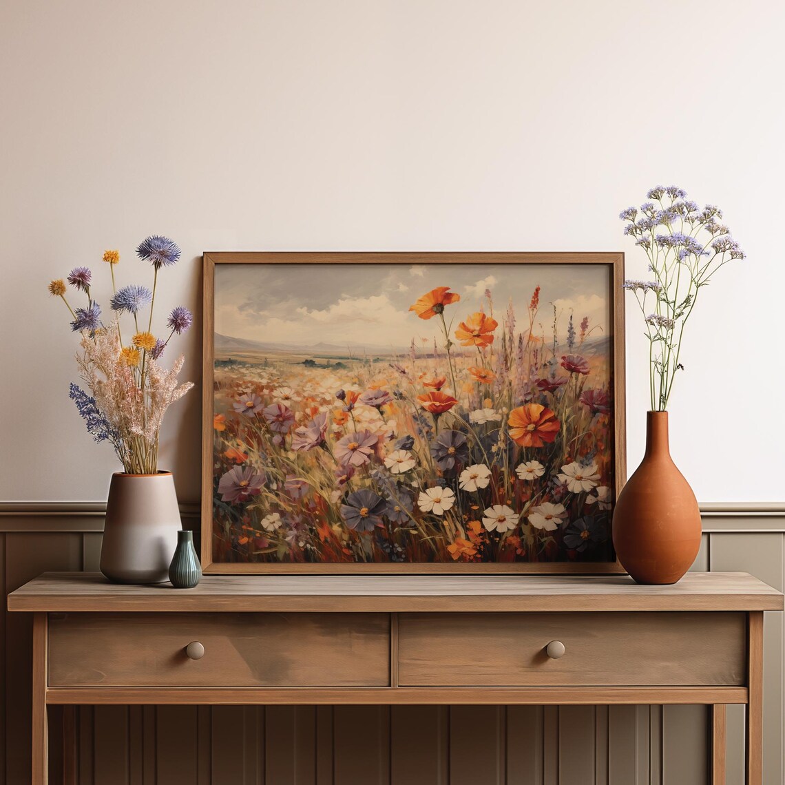 Wildflower Field Poppies Cosmos Rustic Farmhouse Decor Art Poster - Image 3