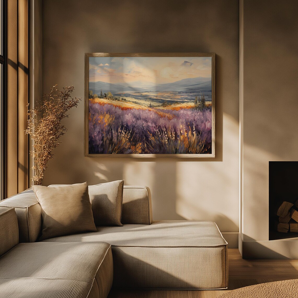 Lavender Field Provence Sunset Painting Purple Floral Landscape Poster - Image 3
