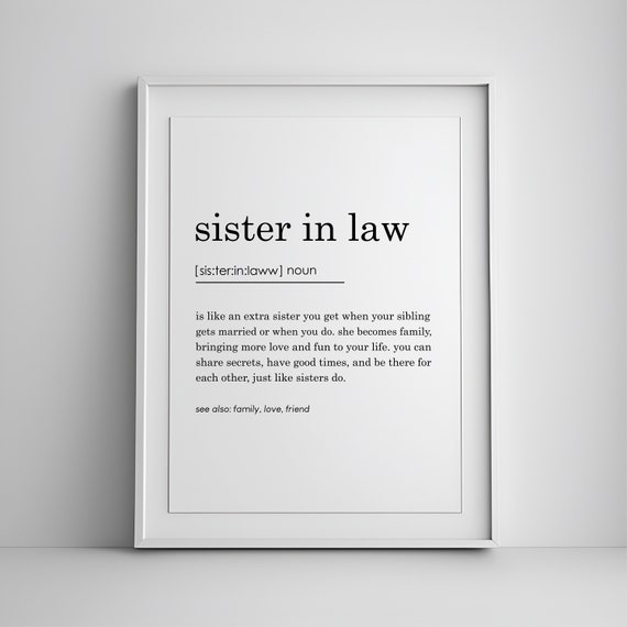 Sister In Law Definition Quote, Minimalist Art Print