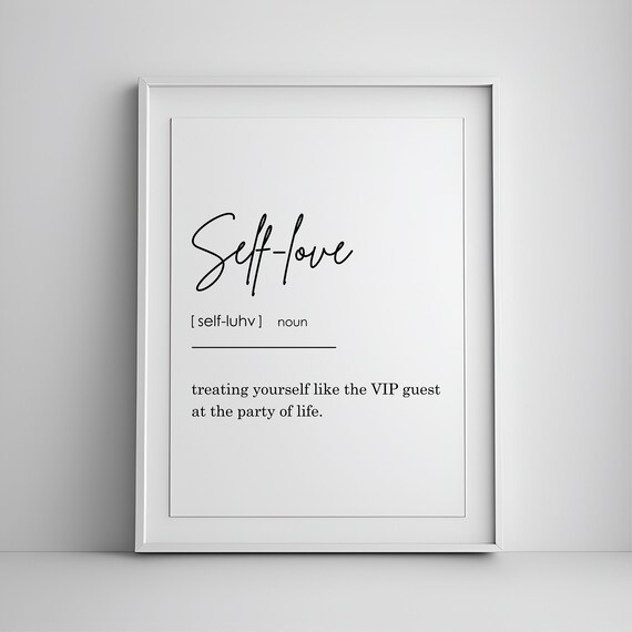 Self Love Definition Elegant Script Inspirational Gift Poster